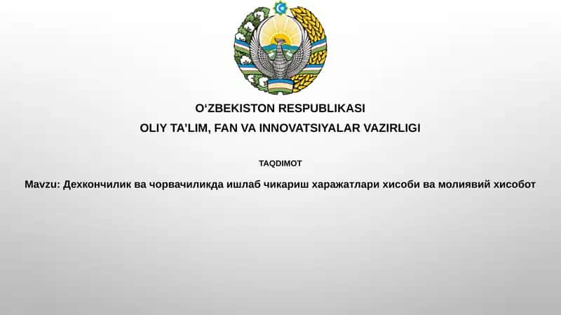 Xarajatlar tasnifi va taqsimlash usullari
