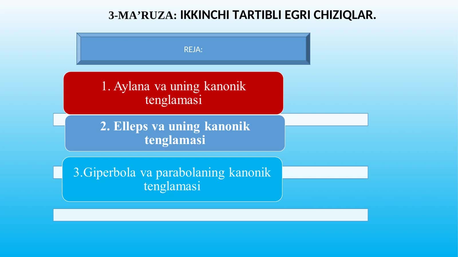 3-MA’RUZA:IKKINCHI TARTIBLI EGRI CHIZIQLAR