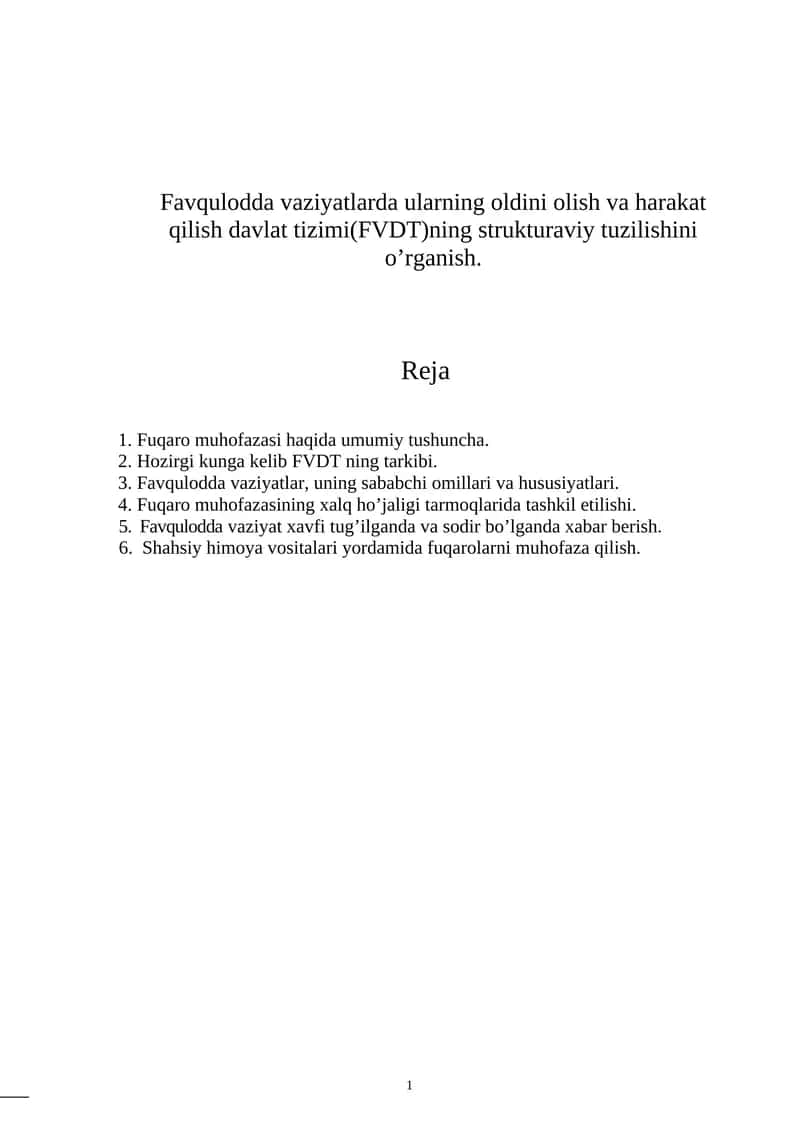 Favqulodda Vaziyatlarda Fuqarolarni Muhofaza Qilish