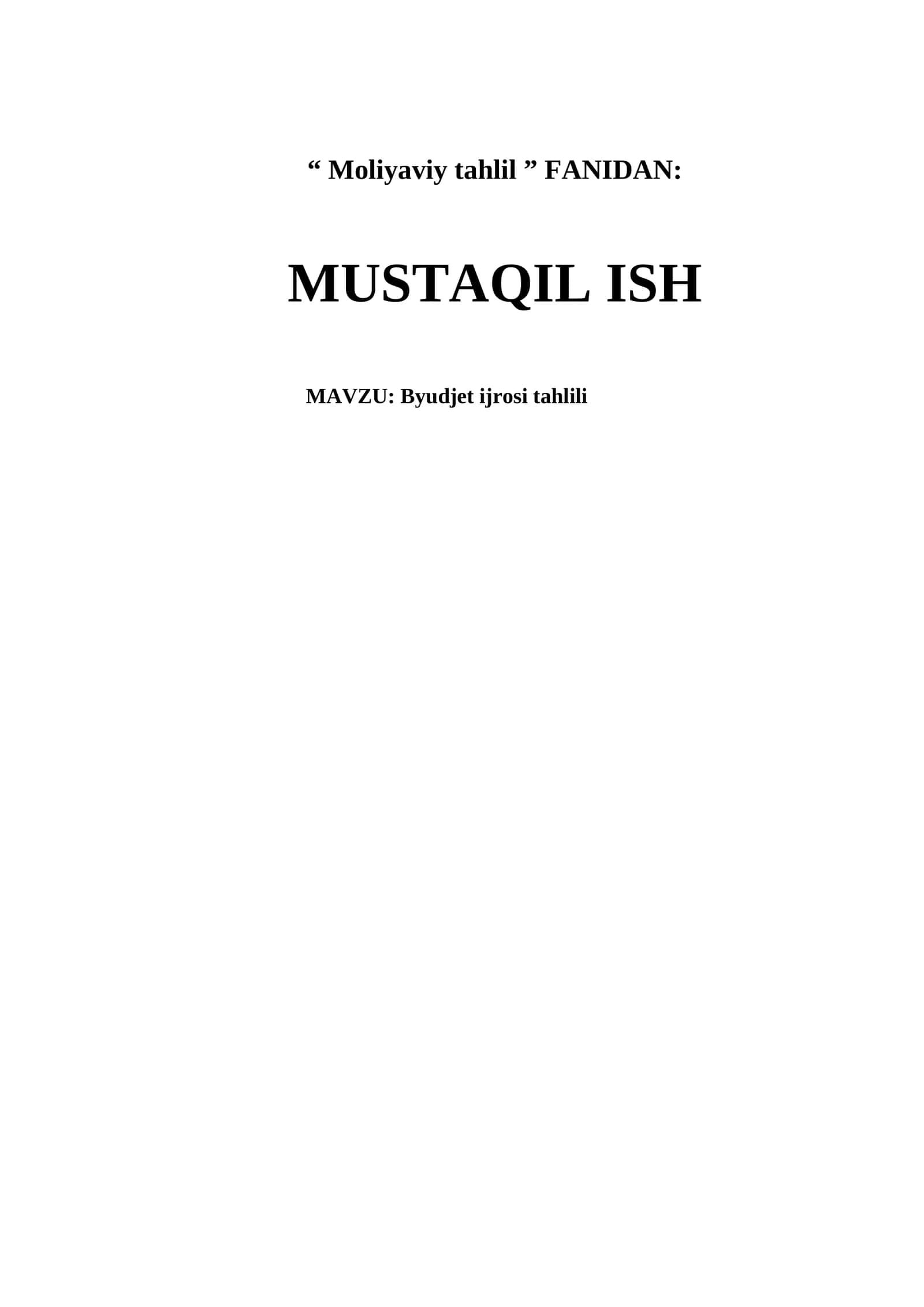 Byudjet ijrosi tahlili