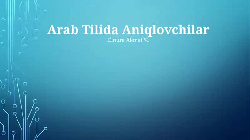 Arab Tilida Aniqlovchilar