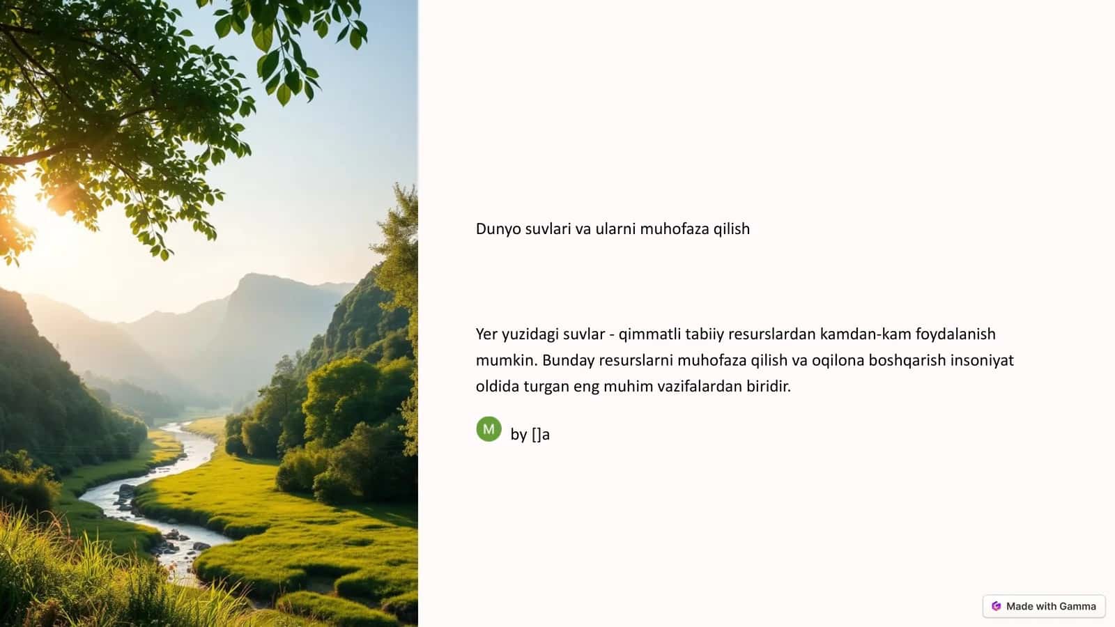 Dunyo suvlari va ularni muhofaza qilish