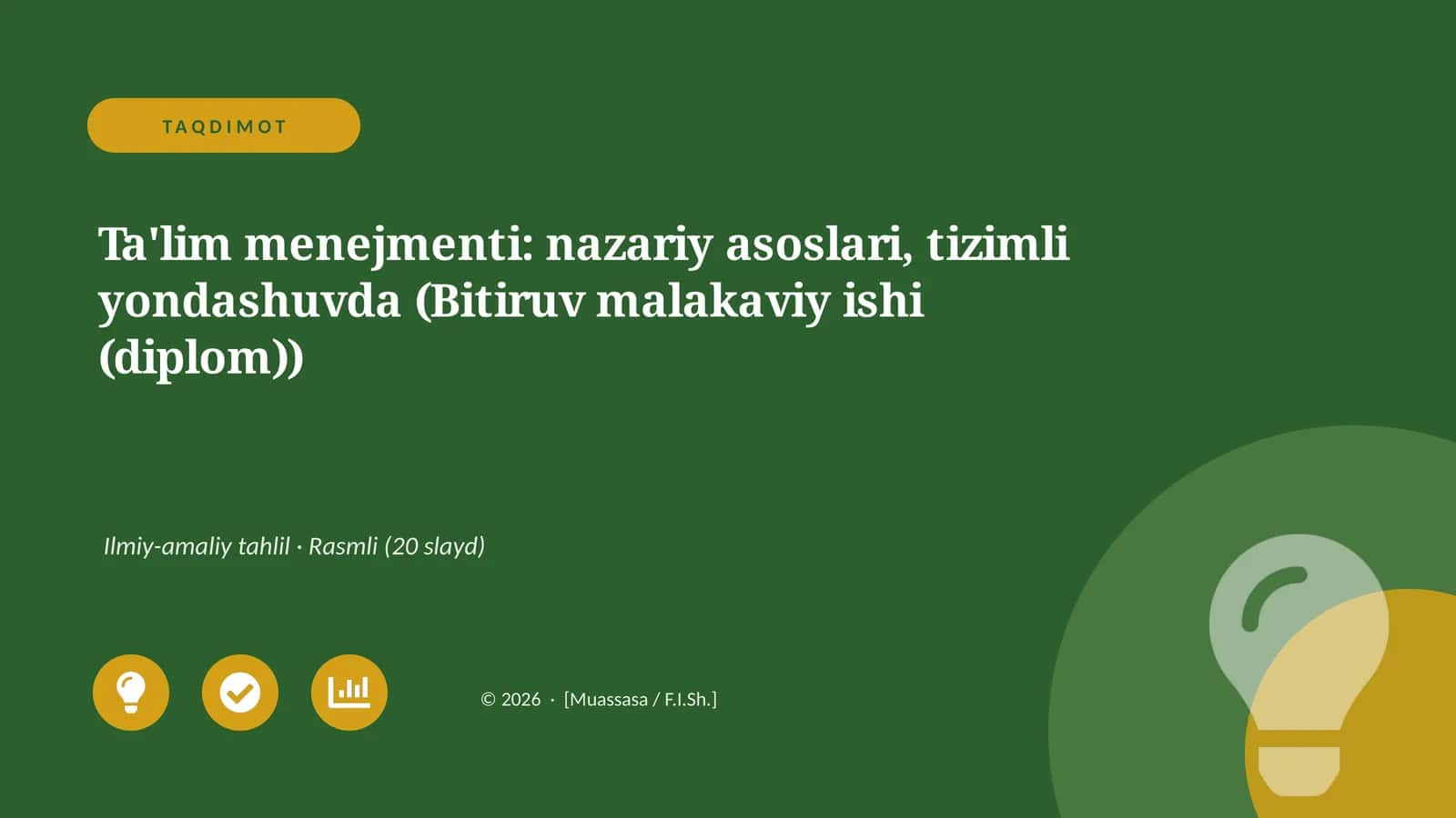 Ta'lim menejmenti: nazariy asoslari, tizimli yondashuvda (Bitiruv malakaviy ishi (diplom))