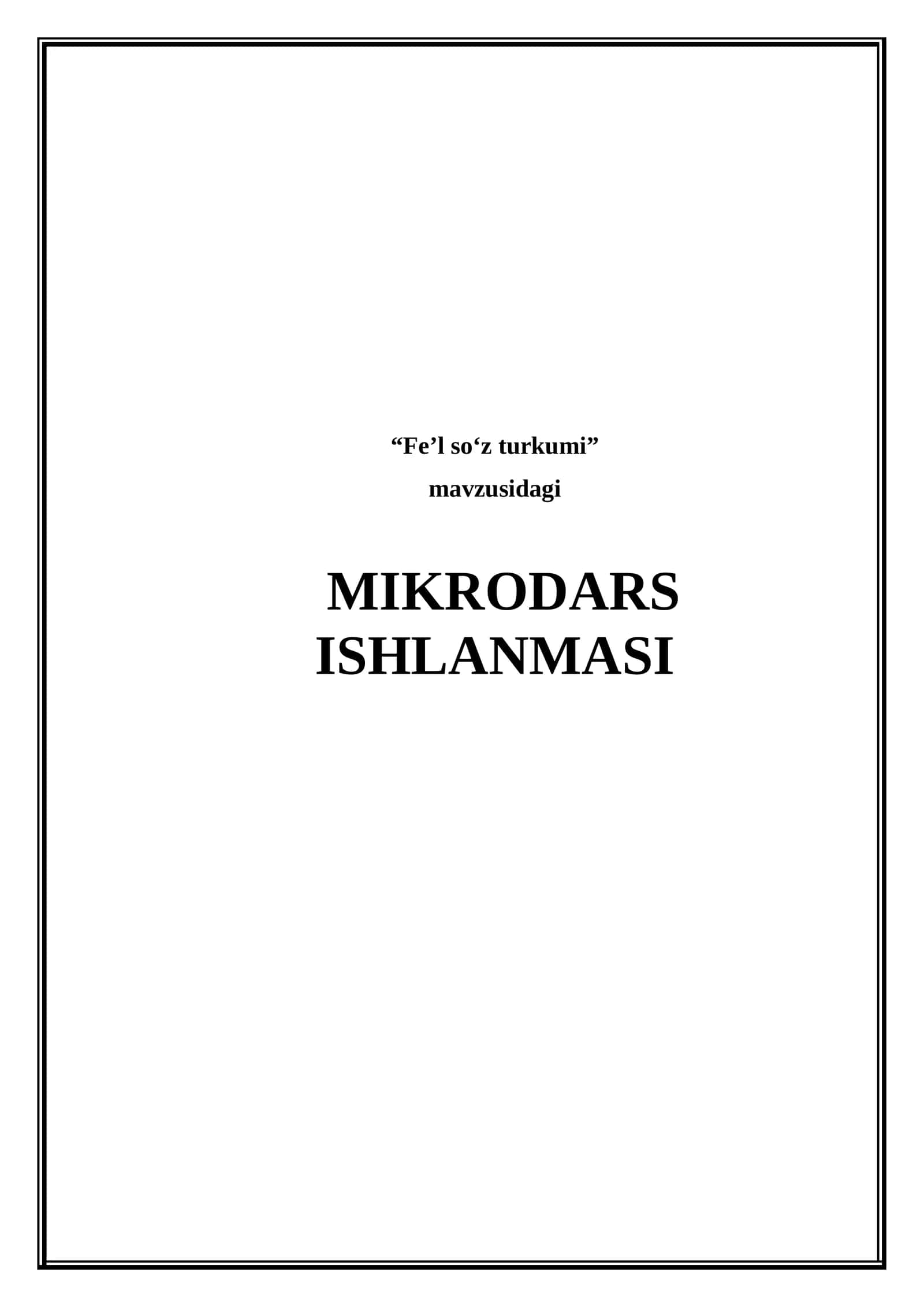 Fe'l so'z turkumi