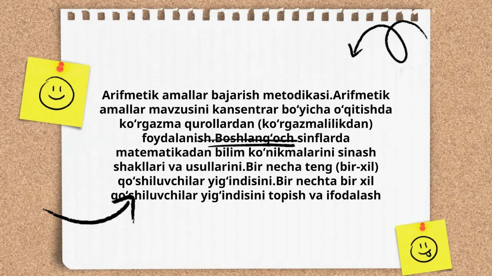 Arifmetik amallar bajarish metodikasi