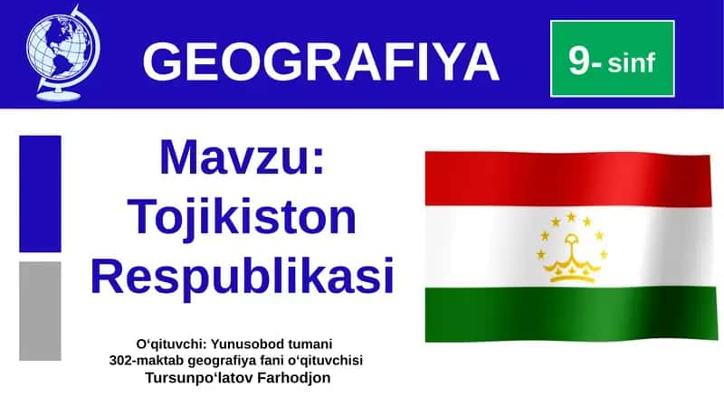 Tojikiston Respublikasi 9-sinf GEOGRAFIYA