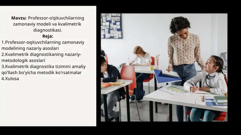 Professor-o’qituvchilarning zamonaviy modeli va kvalimetrik diagnostikasi