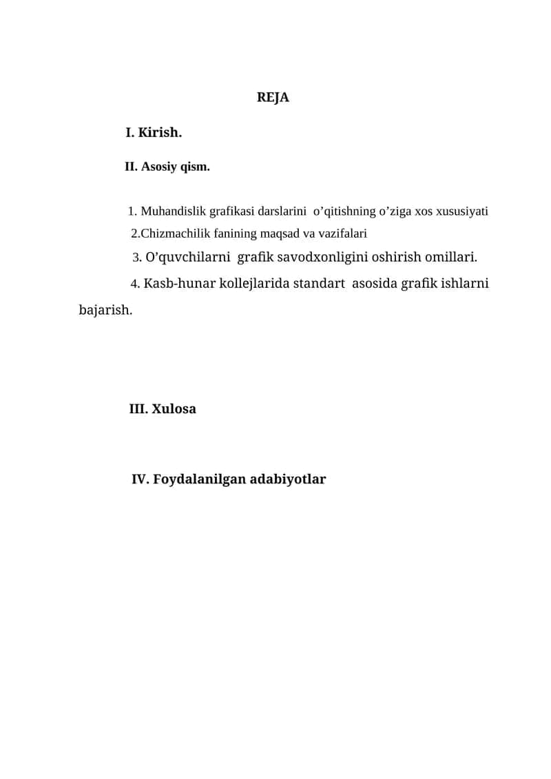 Chizmachilik fanining maqsad va vazifalari