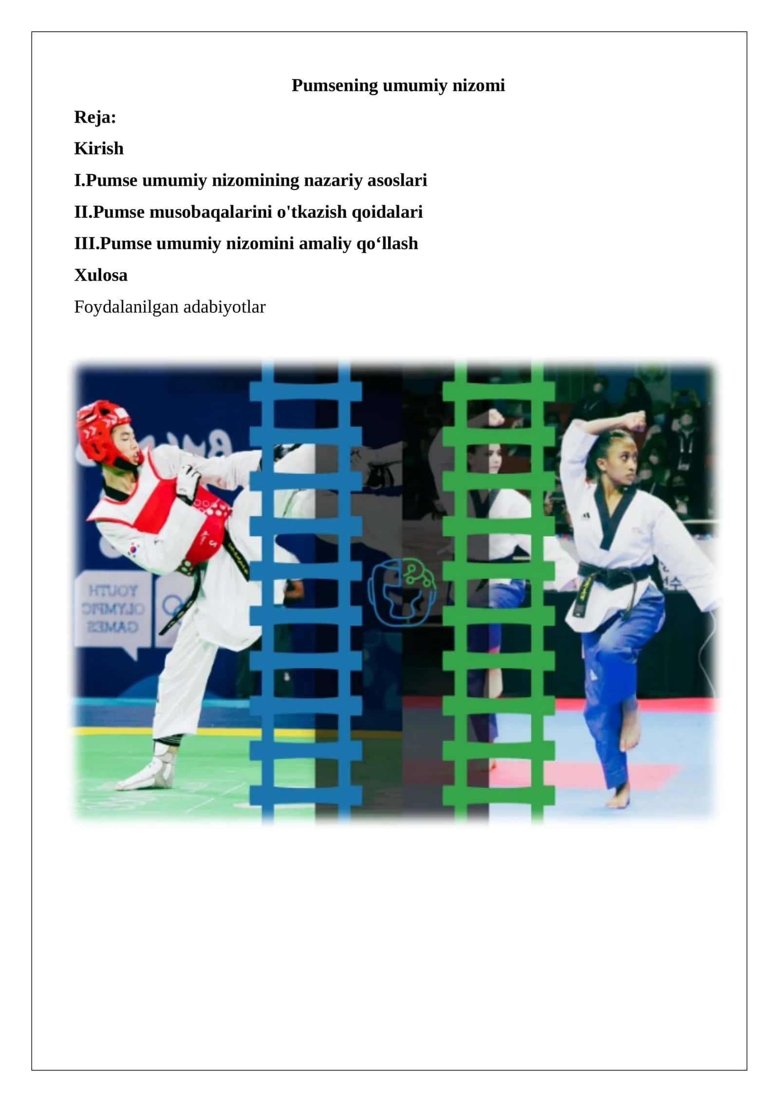 Pumsening umumiy nizomi taekvondo