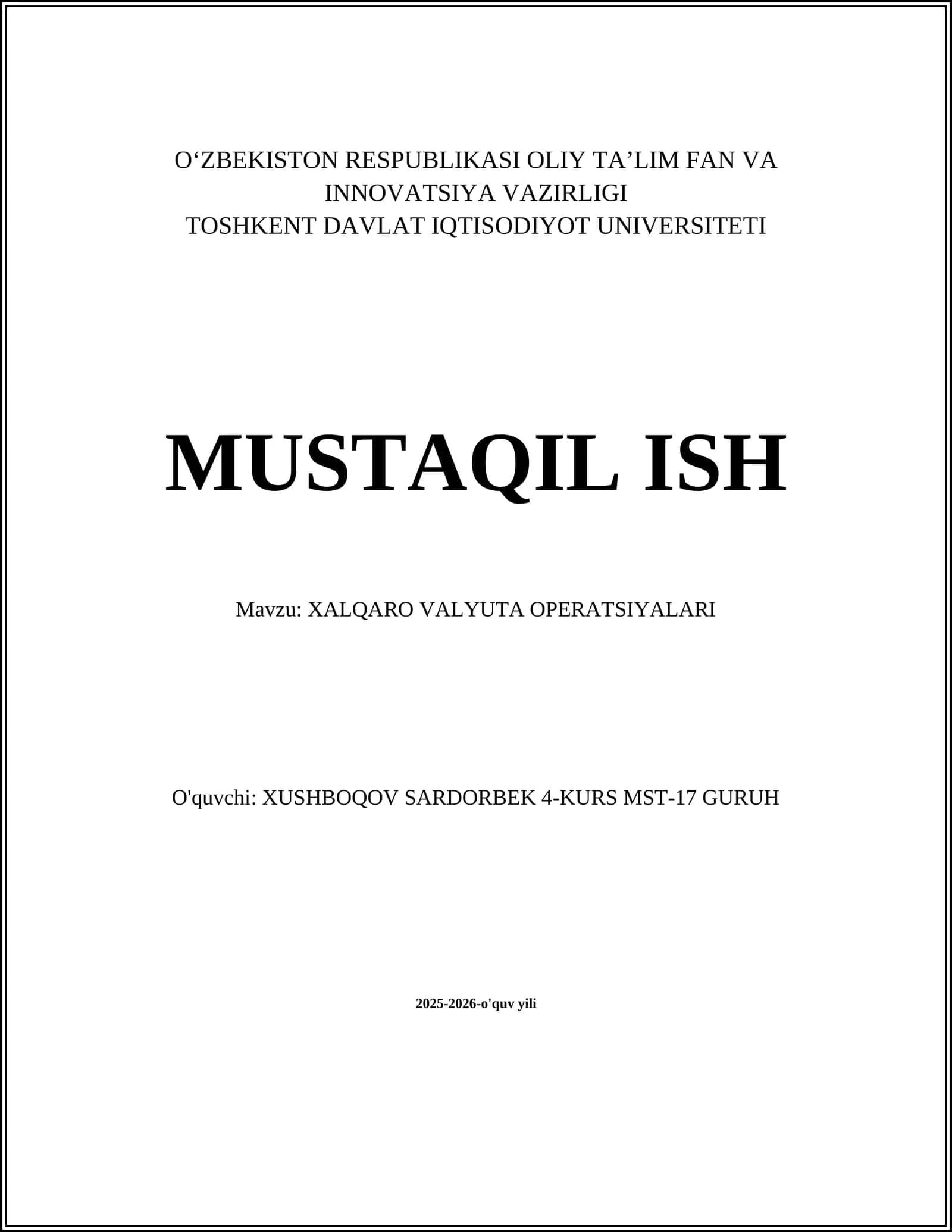 Xalqaro valyuta operatsiyalari