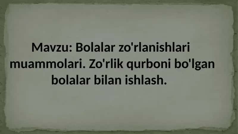 Bolalar zo'rlanishlari muammolari