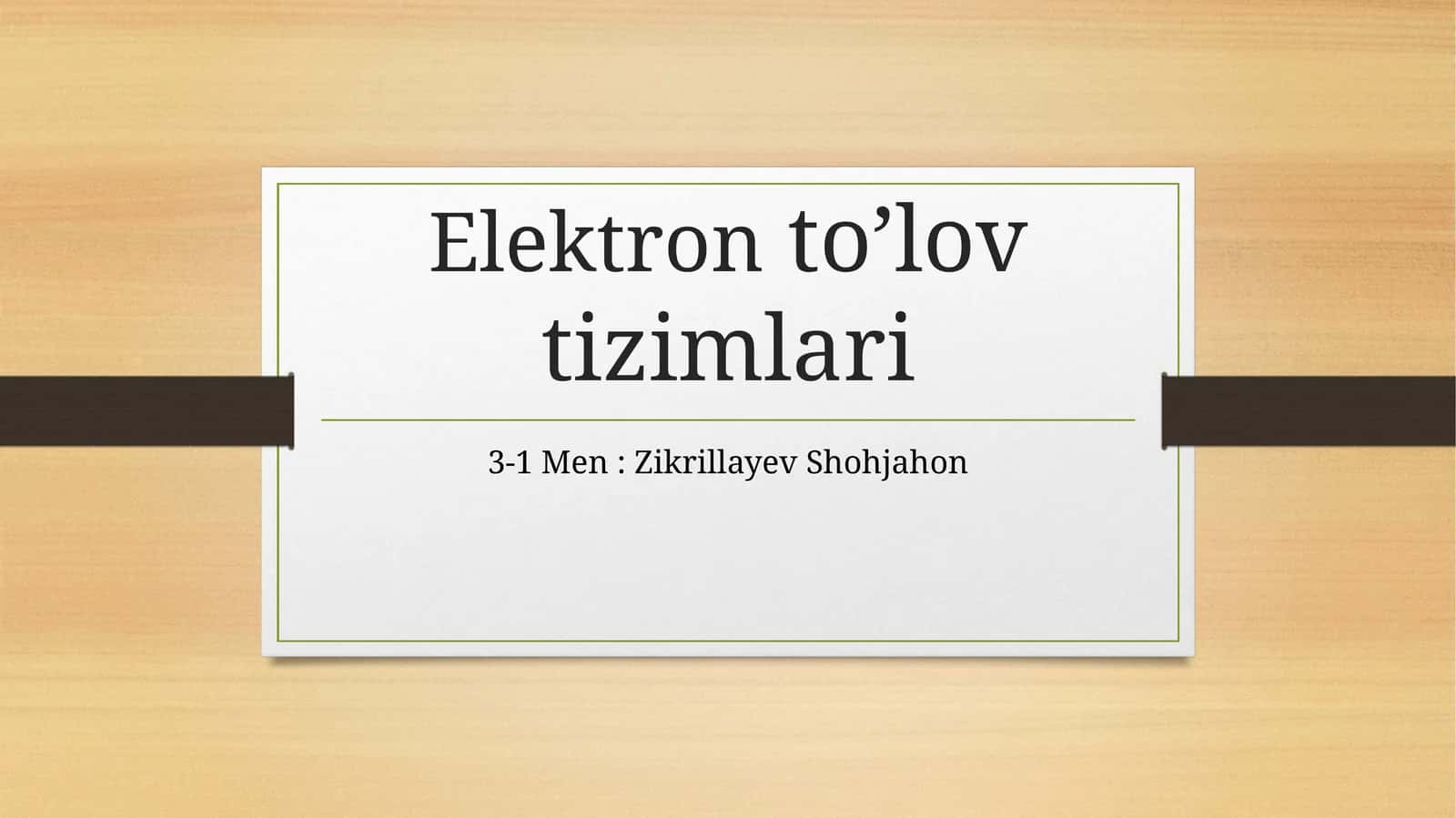 Elektron to‘lov tizimlari