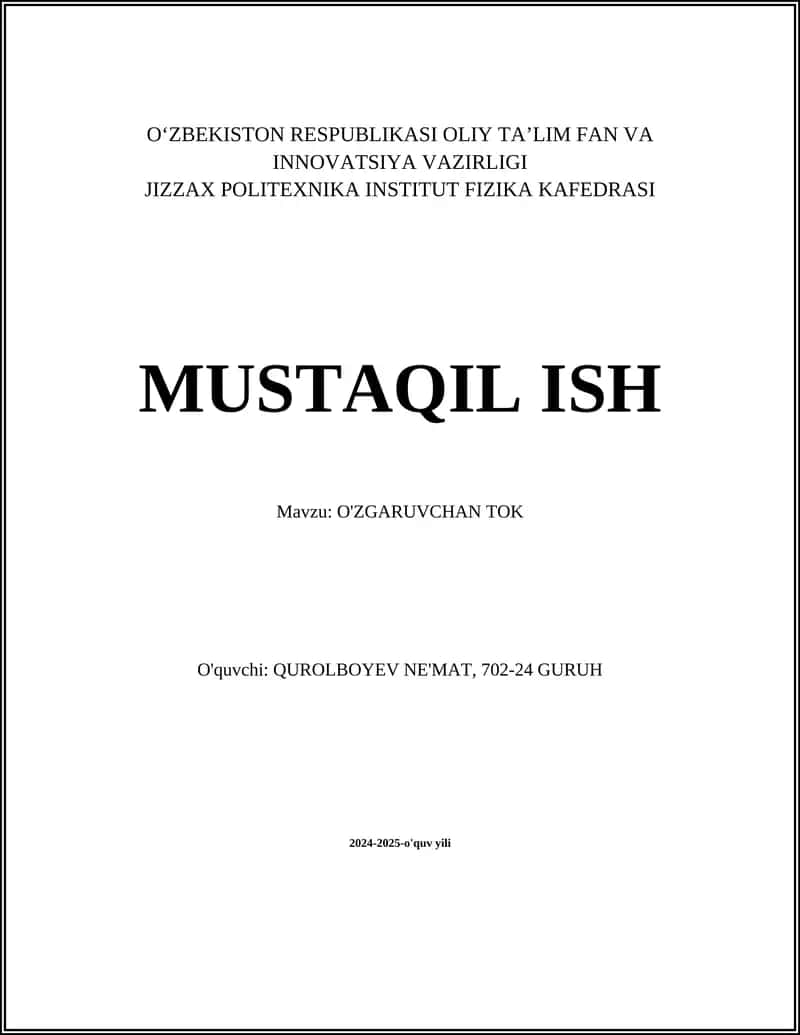 O'ZGARUVCHAN TOK
