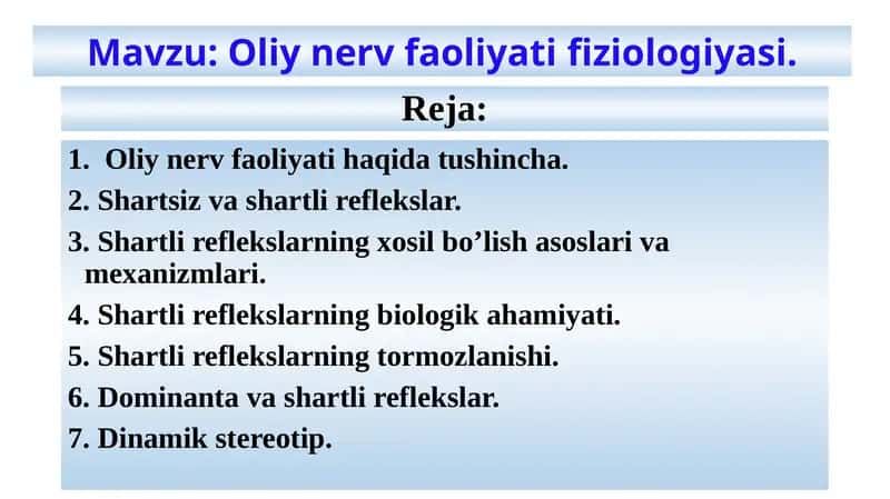 Oliy nerv faoliyati