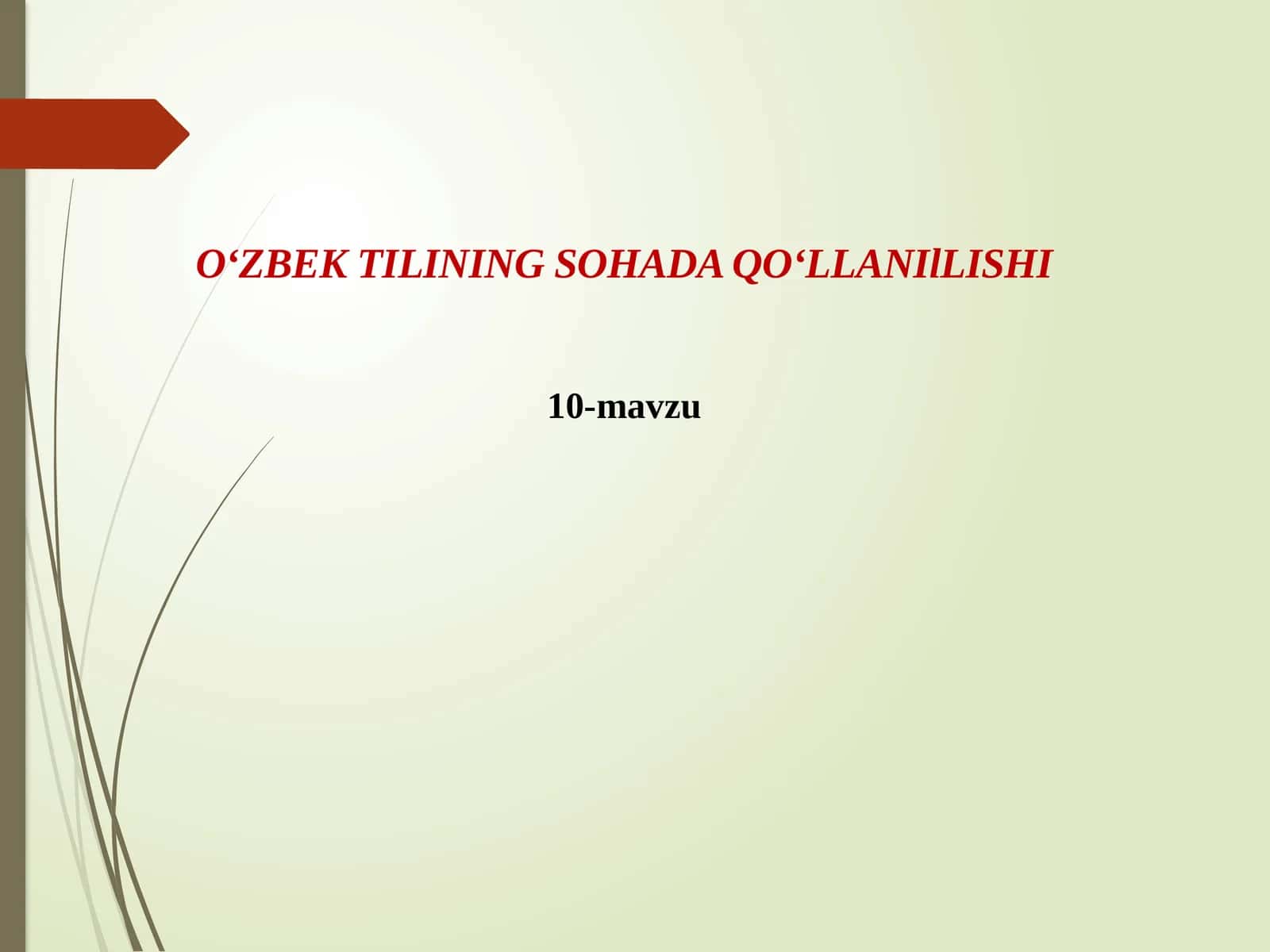 O‘ZBEK TILINING SOHADAQO‘LLANIlLISHI