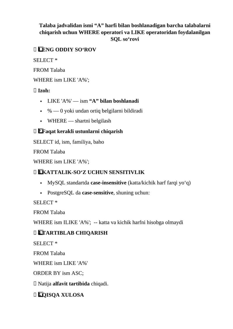 SQL so‘rovi