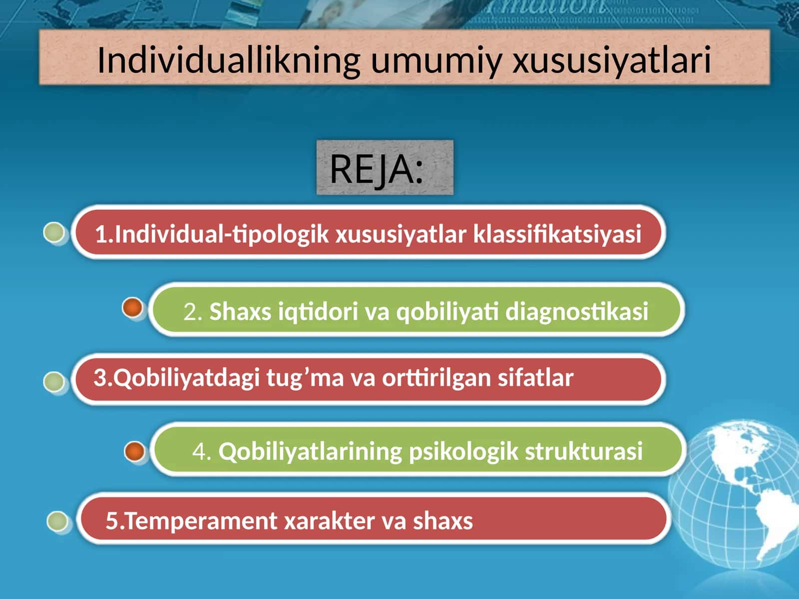 Individuallikning umumiy xususiyatlari