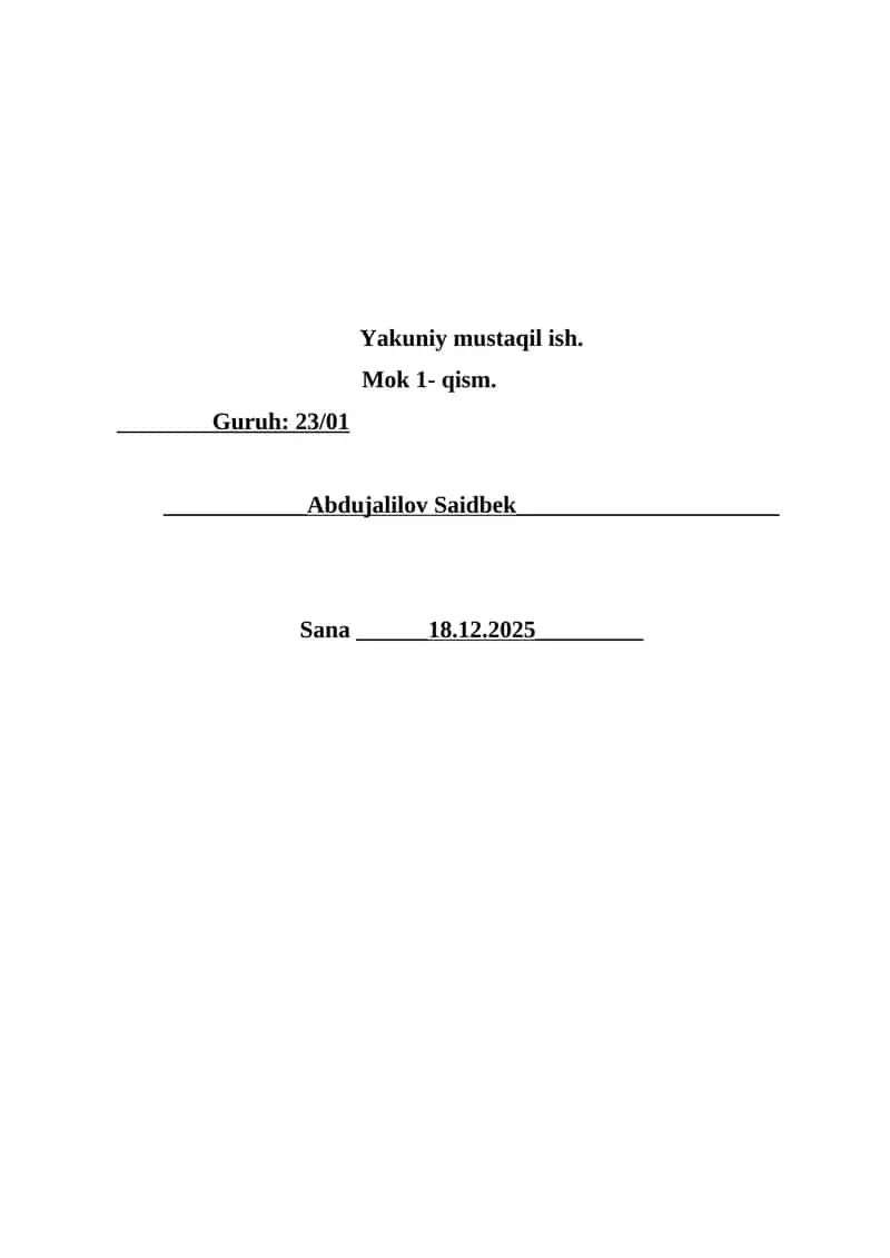 Mok 1- qism