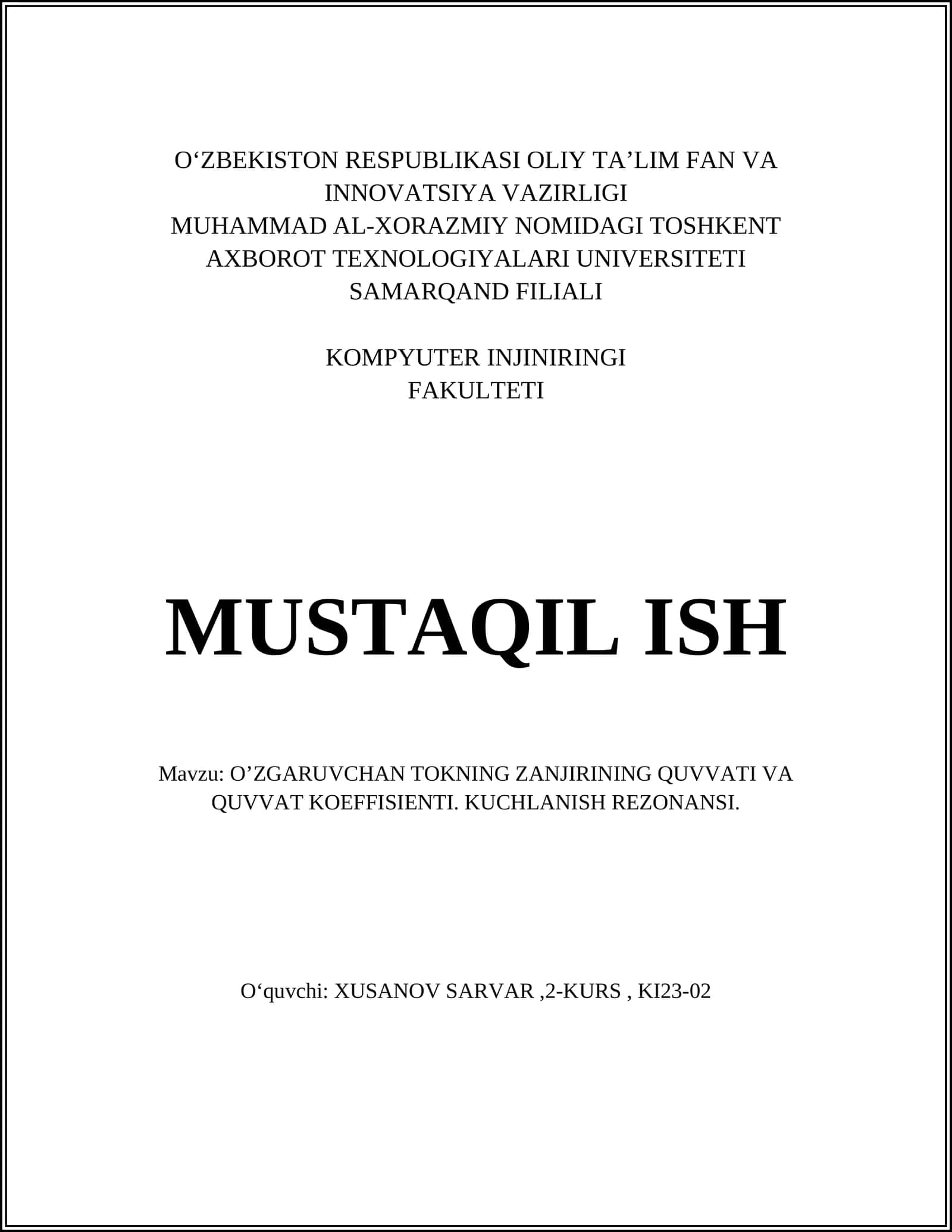 O'zgaruvchan Tok Zanjirida Quvvat Tushunchasi