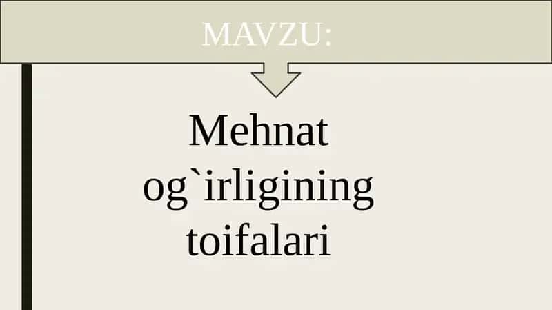 Mehnat og`irligining toifalari