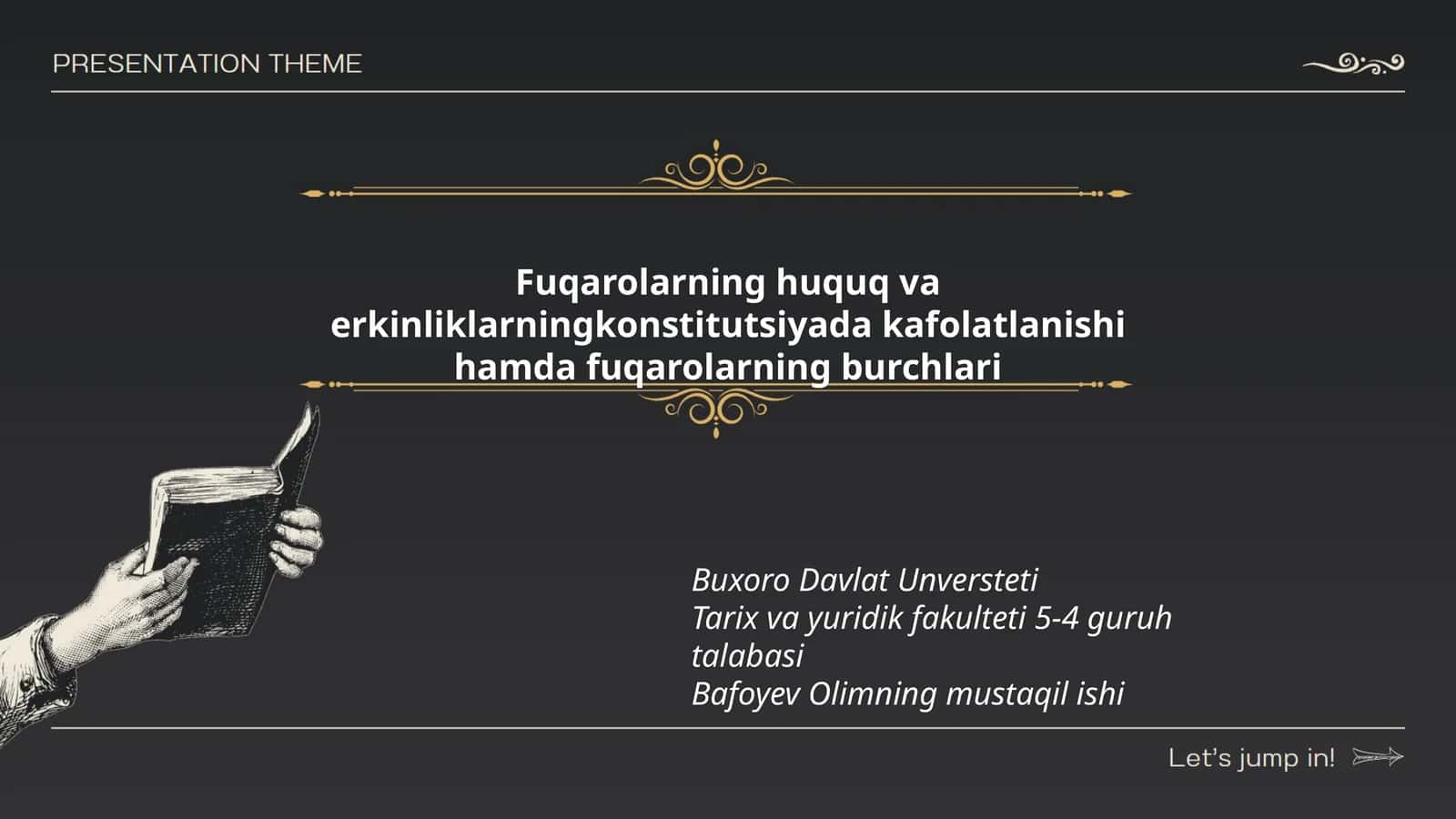 Fuqarolarning huquq va erkinliklarning konstitutsiyada kafolatlanishi hamda fuqarolarning burchlari