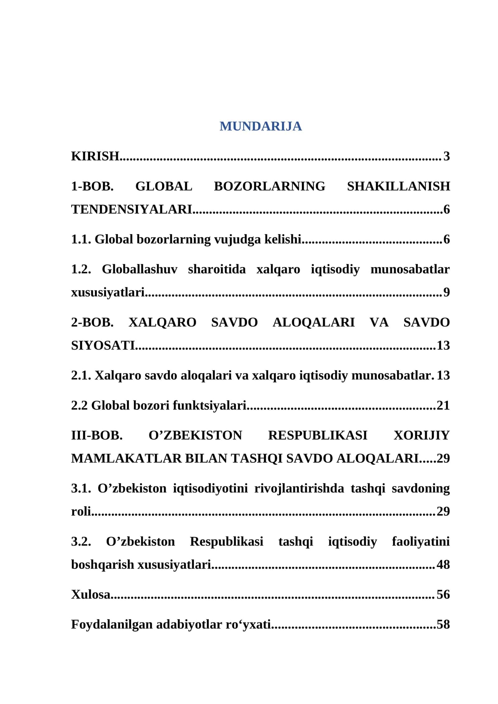 GLOBAL BOZORLARNING SHAKILLANISH TENDENSIYALARI