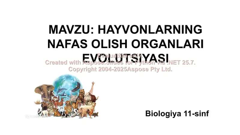 HAYVONLARNING NAFAS OLISH ORGANLARI EVOLUTSIYASI