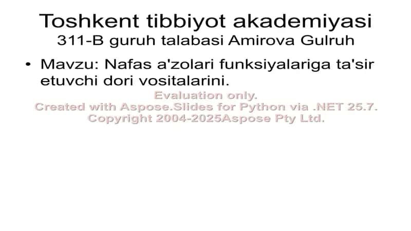 Nafas a'zolari funksiyalariga ta'sir etuvchi dori vositalari