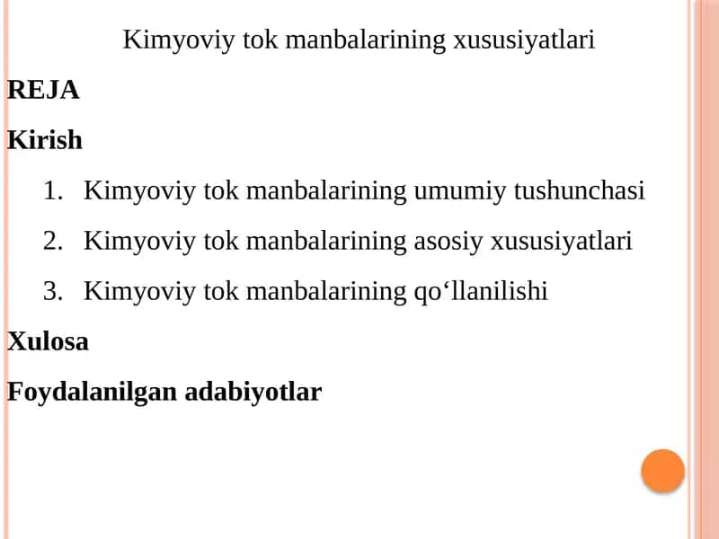 Kimyoviy tokmanbalarining xususiyatlari