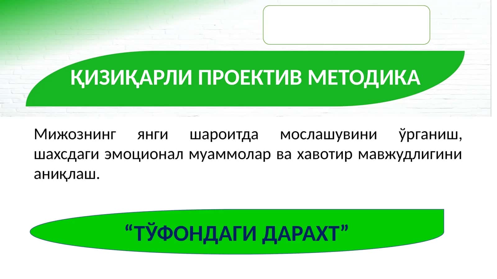 ҚИЗИҚАРЛИ ПРОЕКТИВ МЕТОДИКА