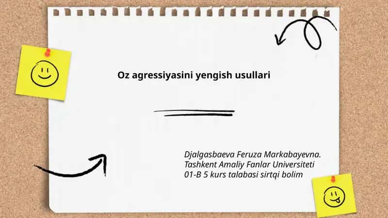 Oz agressiyasini yengish usullari