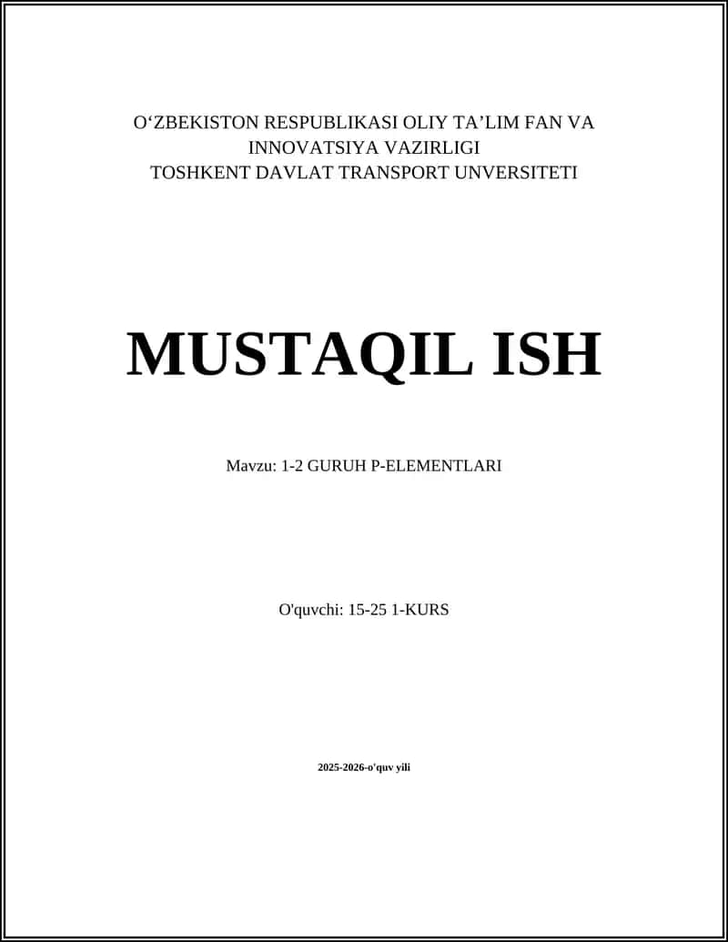 1-2 GURUH P-ELEMENTLARI