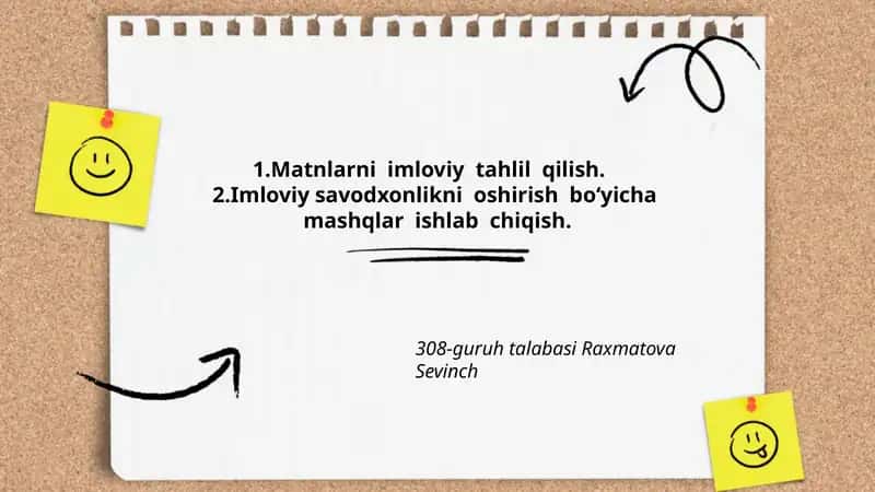Matnlarni imloviy tahlil qilish va imloviy savodxonlikni oshirish boʻyicha mashqlar