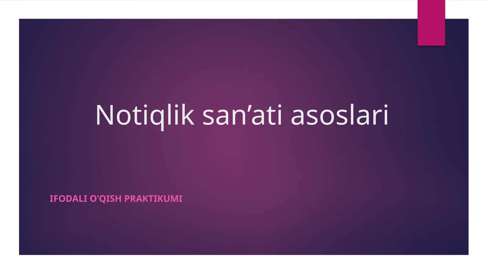 Notiqlik san'ati asoslari