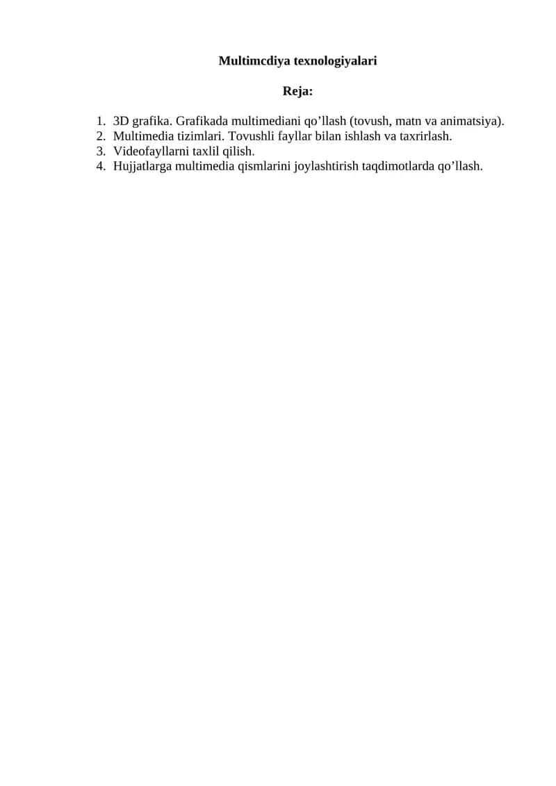 Multimedia texnologiyalari
