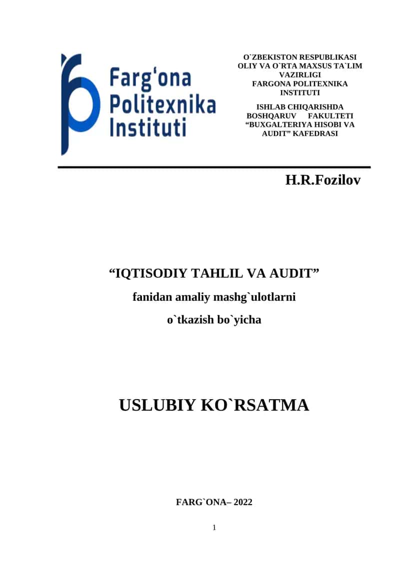 Iqtisodiy tahlil va audit