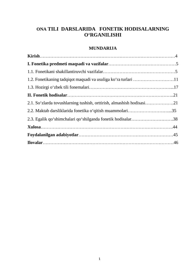 ONA TILI DARSLARIDA FONETIK HODISALARNING O‘RGANILISHI