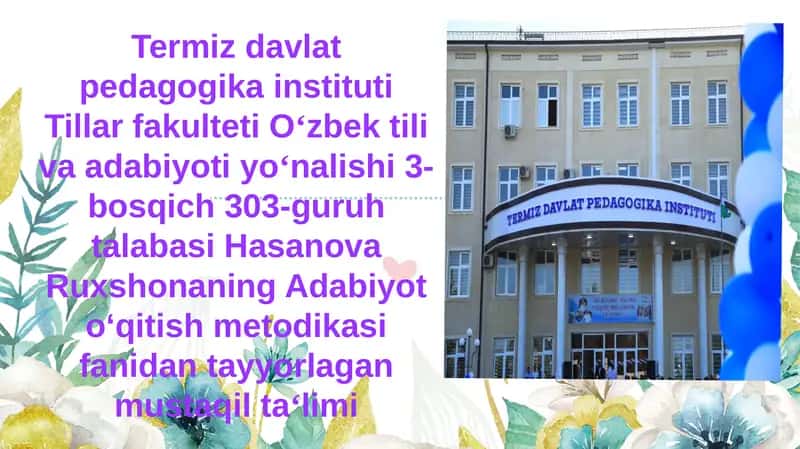 Adabiyot o‘qitish metodikasi
