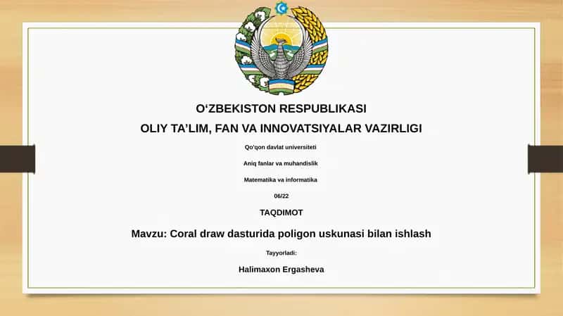 Coral draw dasturida poligon uskunasi bilan ishlash