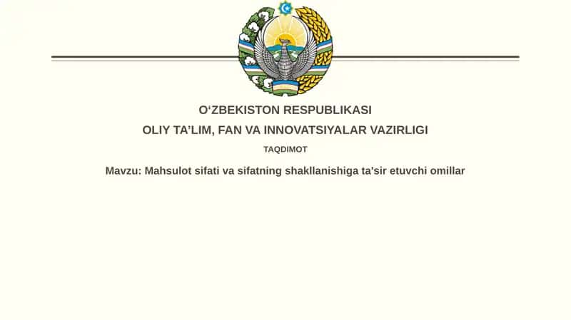 Mahsulotsifativasifatningshakllanishigata'siretuvchiomillar