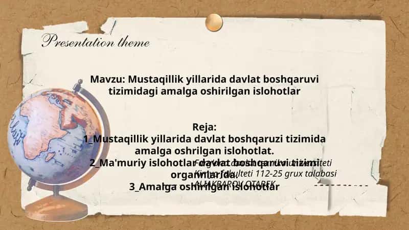 Mustaqillik yillarida davlat boshqaruvi tizimidagi amalga oshirilgan islohotlar