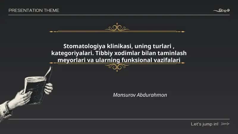 Stomatologiya klinikasi, uning turlari, kategoriyalari. Tibbiy xodimlar bilan taminlash meyorlari va ularning funksional vazifalari