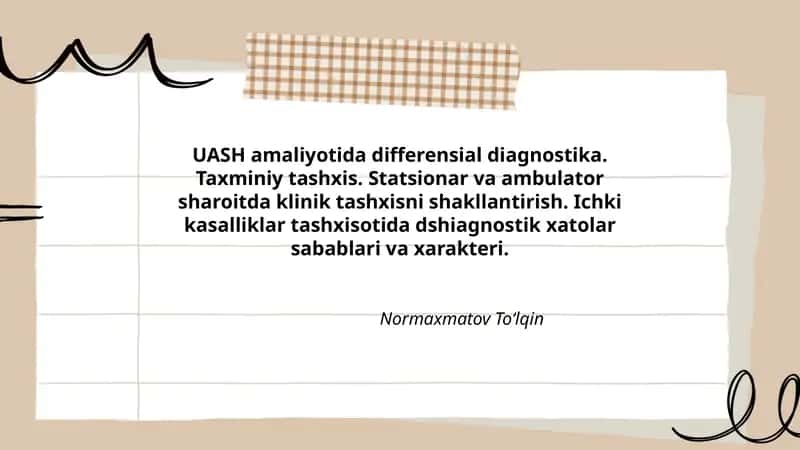 UASH amaliyotida differensial diagnostika