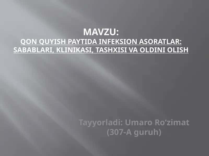 Qonquyishpaytida infeksion asoratlar