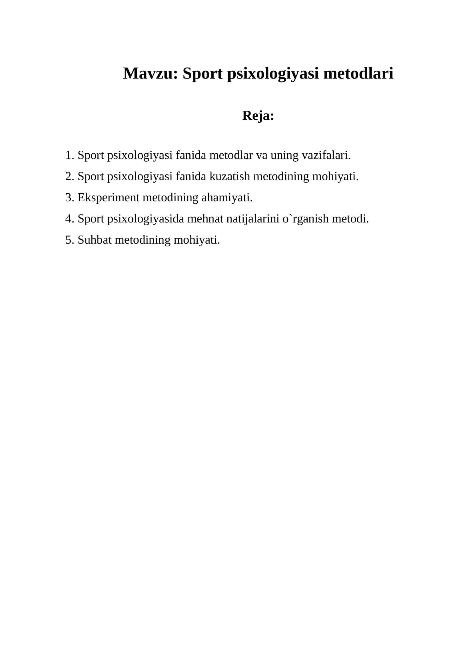 Sport psixologiyasi mеtodlari