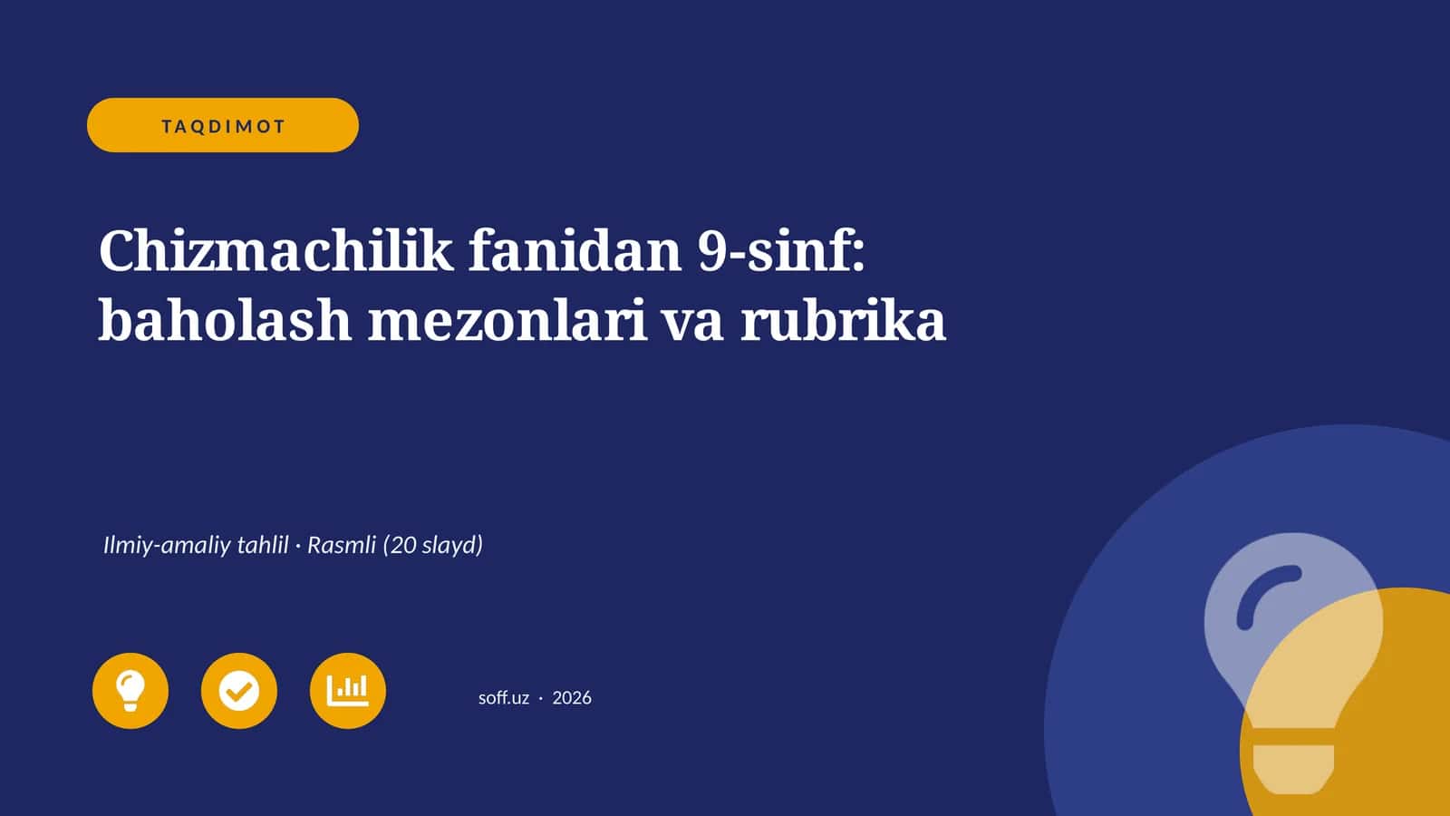 Chizmachilik fanidan 9-sinf: baholash mezonlari va rubrika