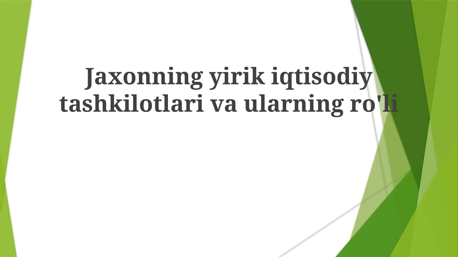 Jaxonning yigirma iqtisodiy tashkilotlari va ularning ro'li