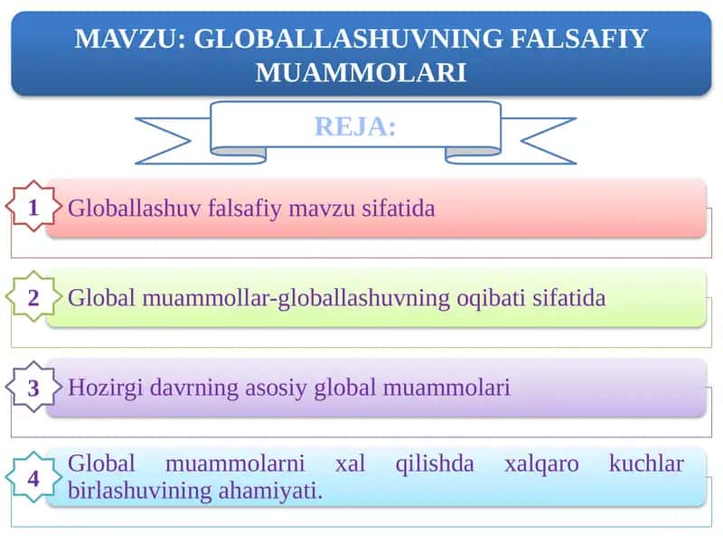 GLOBALLASHUVNING FALSAFIY MUAMMOLARI