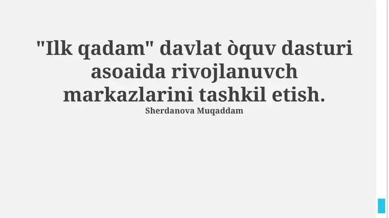 "Ilk Qadam" Davlat Òquv Dasturi