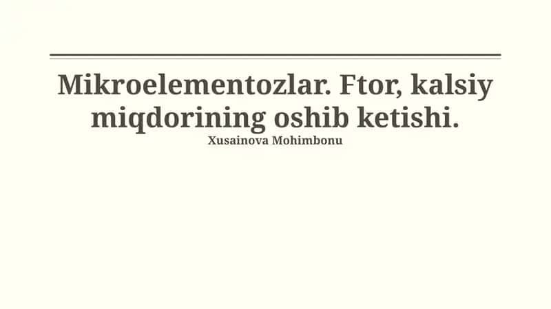 Mikroelementozlar: Ta'rif va Ahamiyati